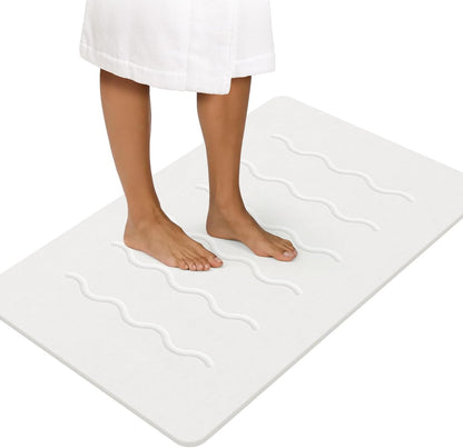 OTHWAY 32"x 20" Stone Bath Mat Large, Diatomaceous Earth Bath Mat for Bathroom Quick Drying Absorbing, Long Non-Slip Diatomite Hard Stone Shower Mat Instant Dry