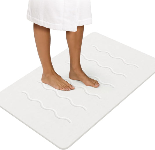 OTHWAY 32"x 20" Stone Bath Mat Large, Diatomaceous Earth Bath Mat for Bathroom Quick Drying Absorbing, Long Non-Slip Diatomite Hard Stone Shower Mat Instant Dry
