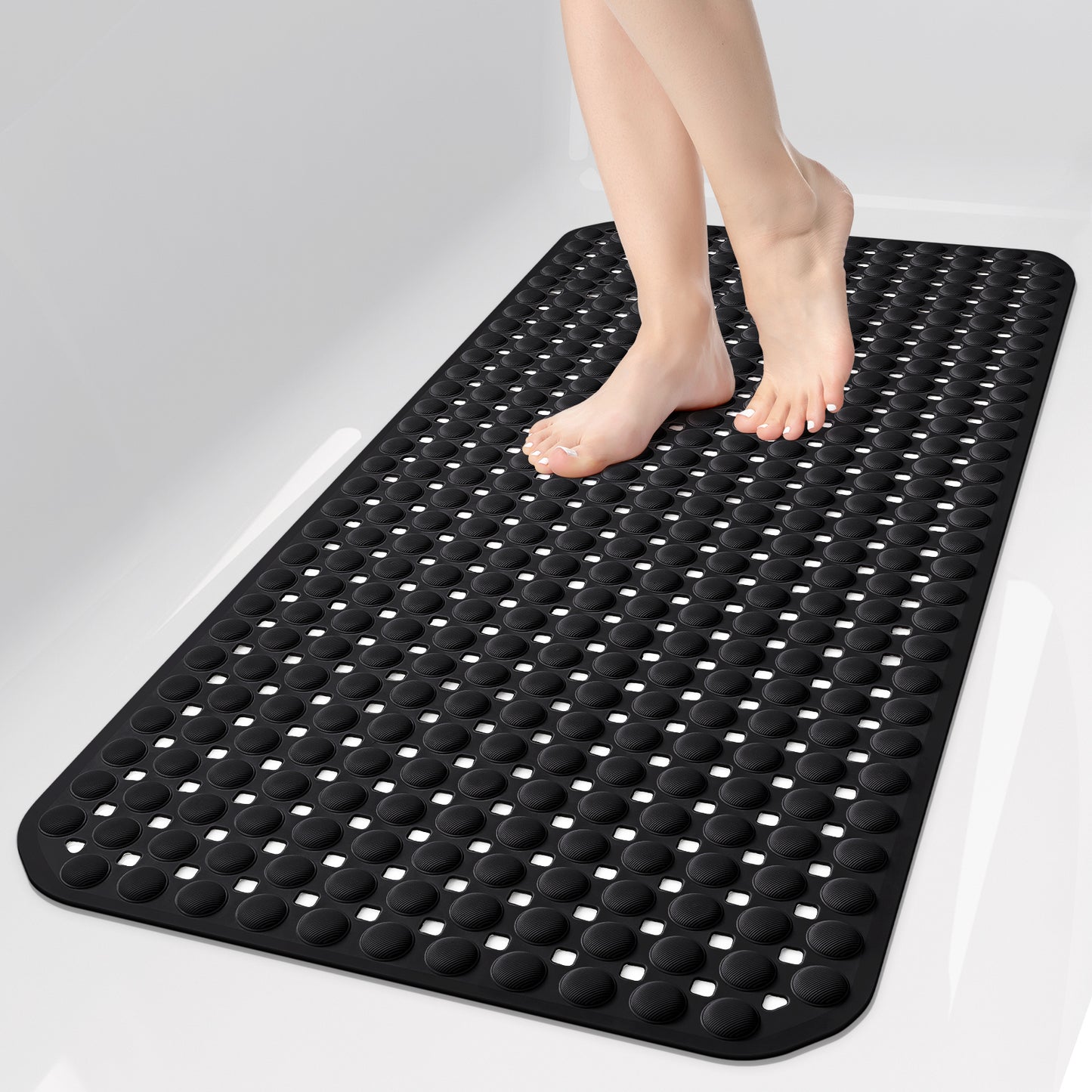 OTHWAY Non Slip Bath Tub Shower Mat with Suction Cups, Drain Holes, Bathtub Floor Liner Mats for Inside Shower Bathroom, Machine Washable, Soft on Feet, 35x16 Inch