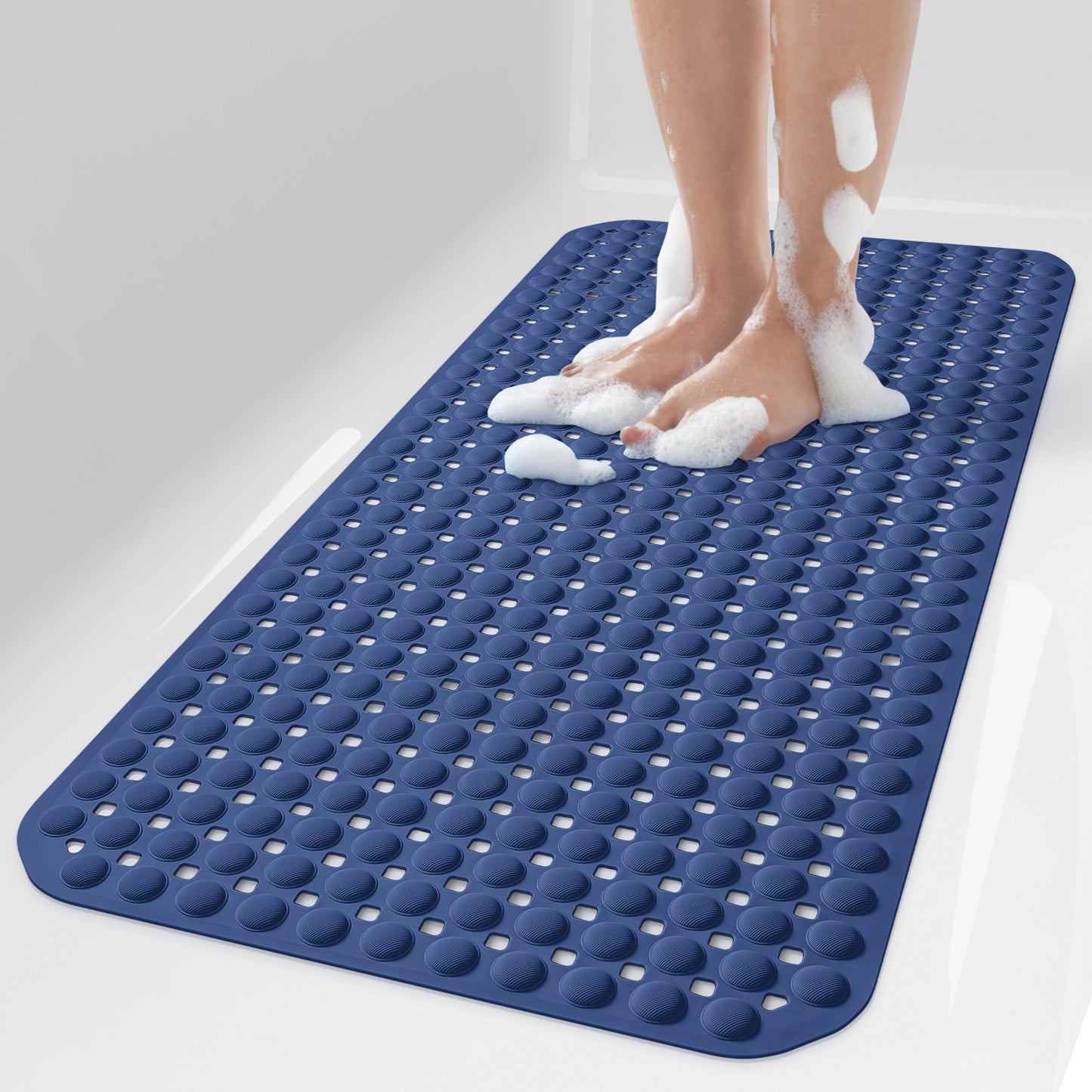 OTHWAY Non Slip Bath Tub Shower Mat with Suction Cups, Drain Holes, Bathtub Floor Liner Mats for Inside Shower Bathroom, Machine Washable, Soft on Feet, 35x16 Inch