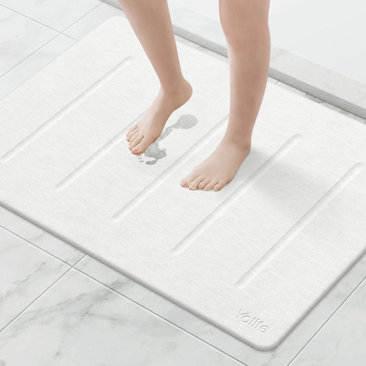 Yolife 32"x 20" Diatomite Bath Mat, Super Absorbent Quick-Dry Stone Bathroom Floor Mat, Non-Slip Natural Diatomaceous Earth Shower Rug, Large Bath Pad for Bathroom, Kitchen, Entryway, Easy to Clean