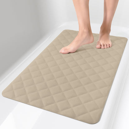 Yolife Non-Slip Bathtub Mat 27.5"x17", Anti-Fatigue Grid Pattern & Suction Cups, Natural Rubber for Shower Tub, Machine Washable