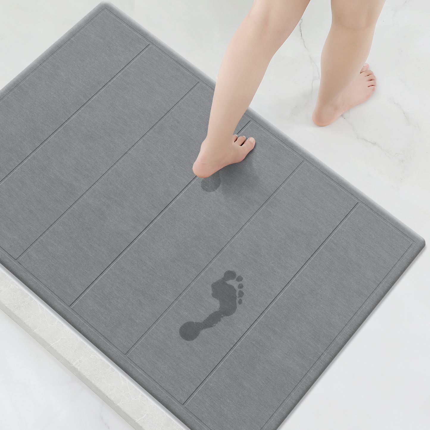 OTHWAY 32"x20" Large Diatomaceous Earth Bath Mat for Bathroom, Super Absorbent Quick-Dry Non-Slip Shower Mat, Natural Stone Bath Mat Easy to Clean