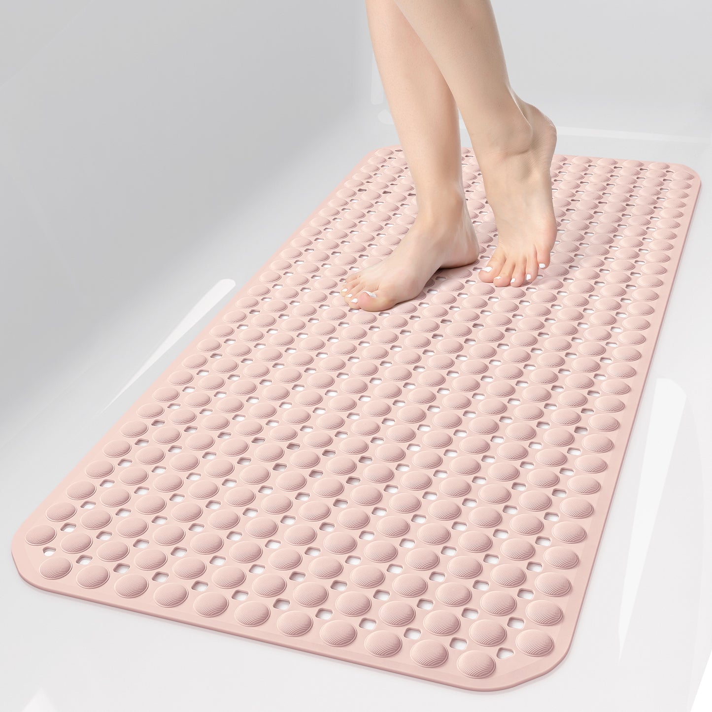 OTHWAY Non Slip Bath Tub Shower Mat with Suction Cups, Drain Holes, Bathtub Floor Liner Mats for Inside Shower Bathroom, Machine Washable, Soft on Feet, 35x16 Inch