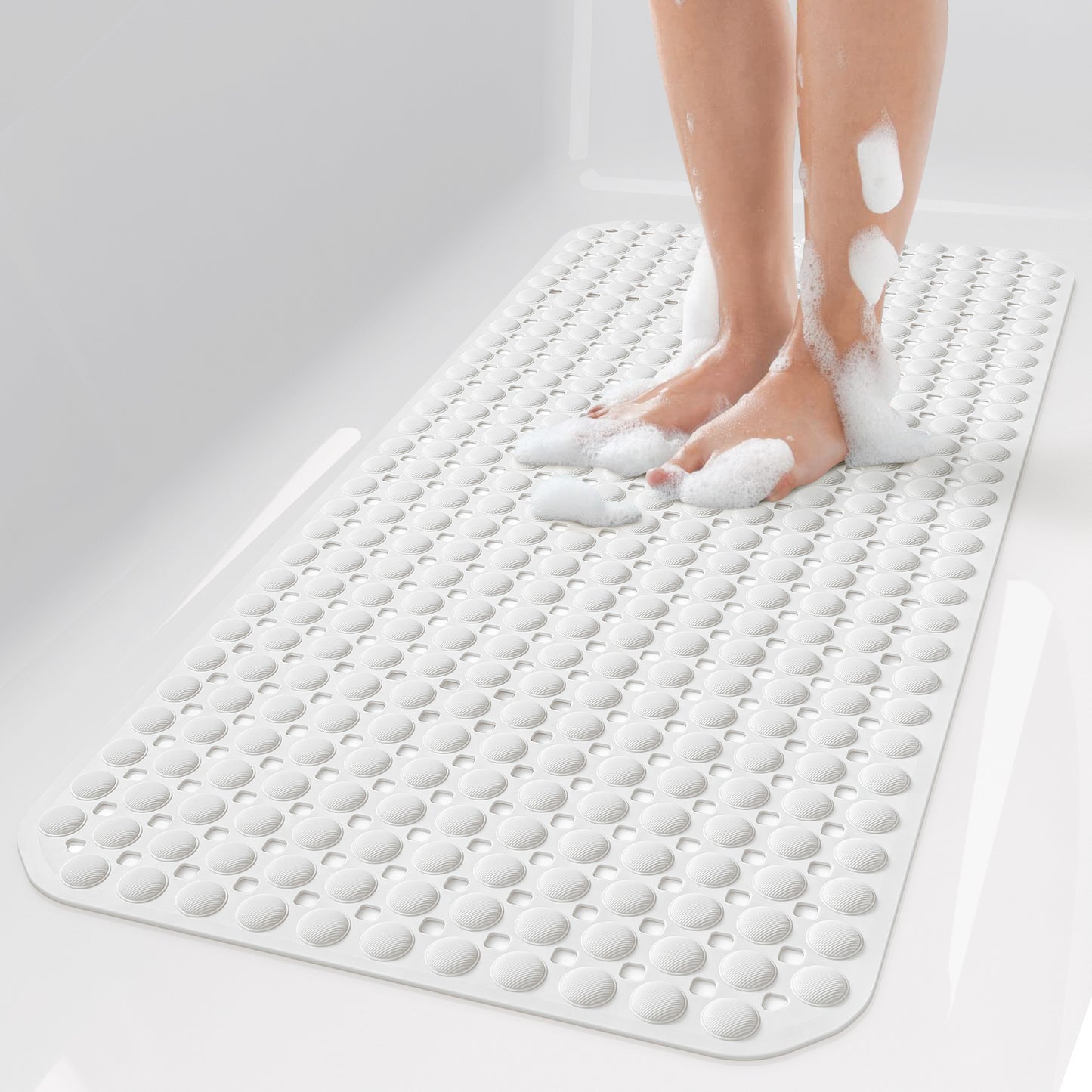OTHWAY Non Slip Bath Tub Shower Mat with Suction Cups, Drain Holes, Bathtub Floor Liner Mats for Inside Shower Bathroom, Machine Washable, Soft on Feet, 35x16 Inch