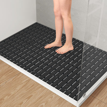 Yolife Extra Large PVC Shower Mat, 35.4x24 inch Non-Slip Bath Mat with Quick Drain, No Suction Cups, Easy to Cut & Store for Tub, Stall, Spa
