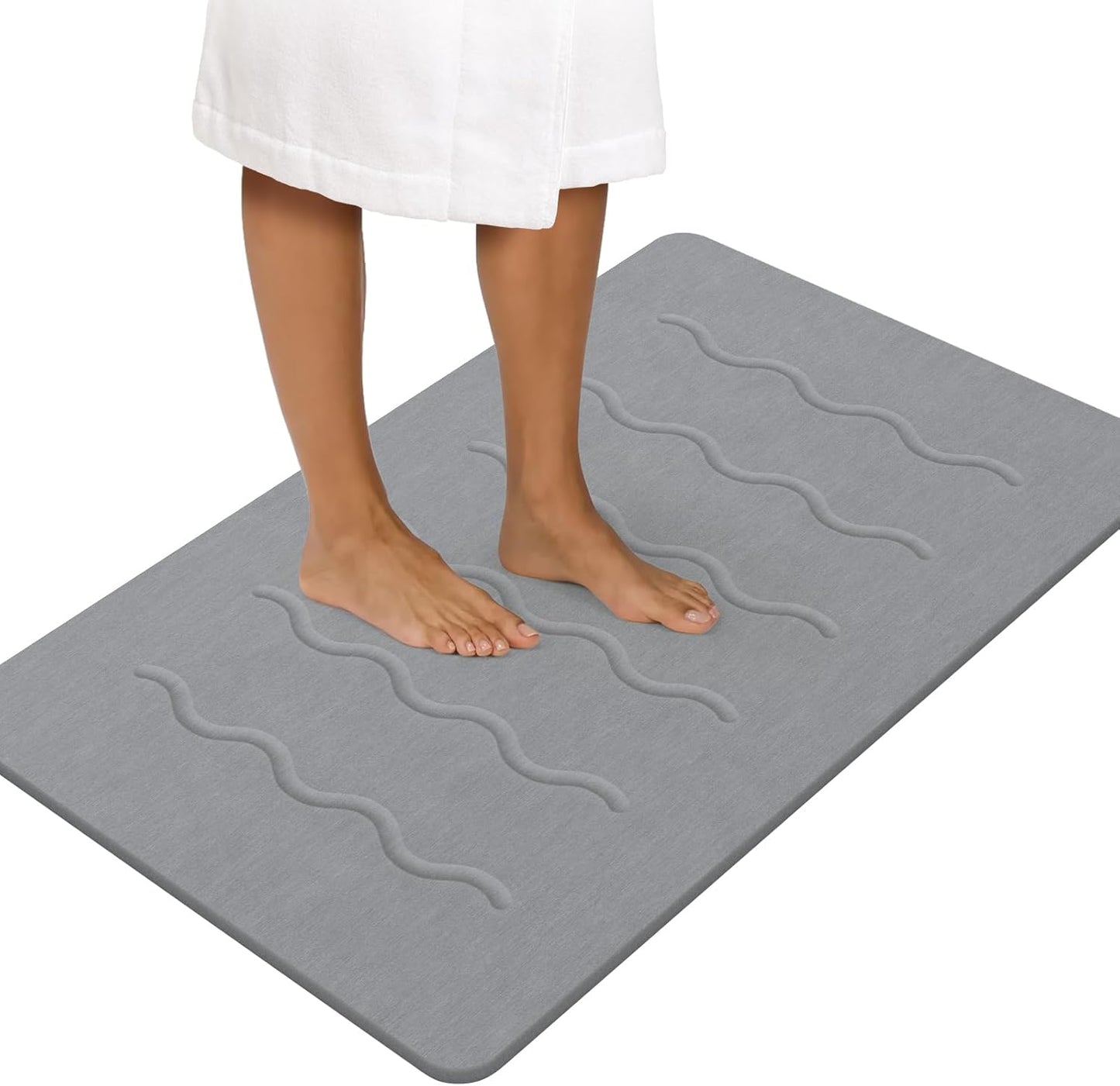 OTHWAY 32"x 20" Stone Bath Mat Large, Diatomaceous Earth Bath Mat for Bathroom Quick Drying Absorbing, Long Non-Slip Diatomite Hard Stone Shower Mat Instant Dry