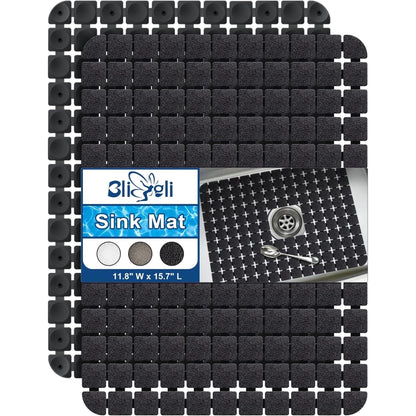 Bligli 2-Pack Sink Mats - 15.7"x11.8" Non-Slip PVC Liners, Quick-Dry Kitchen Protector for Stainless Steel/Ceramic, Dish Drying Mat