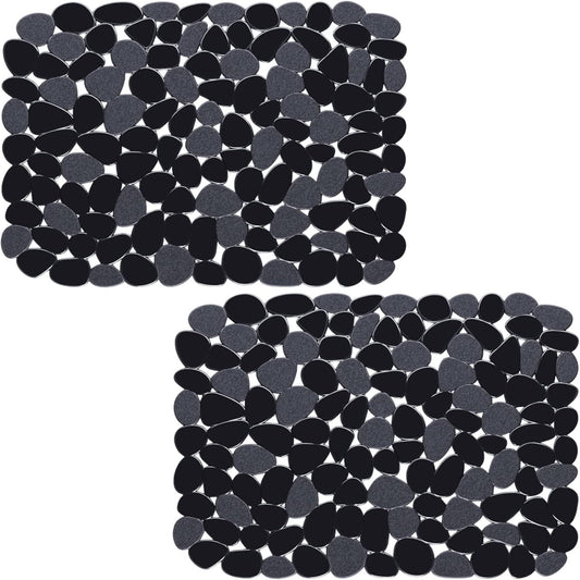 Bligli Non-Slip PVC Sink Mats (2-pack) – Pebble Design Protector for Stainless Steel/Porcelain, Dish Drying & Kitchen Liner, 15.7"x11.8"