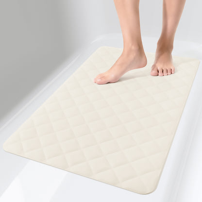 Yolife Non-Slip Bathtub Mat 27.5"x17", Anti-Fatigue Grid Pattern & Suction Cups, Natural Rubber for Shower Tub, Machine Washable