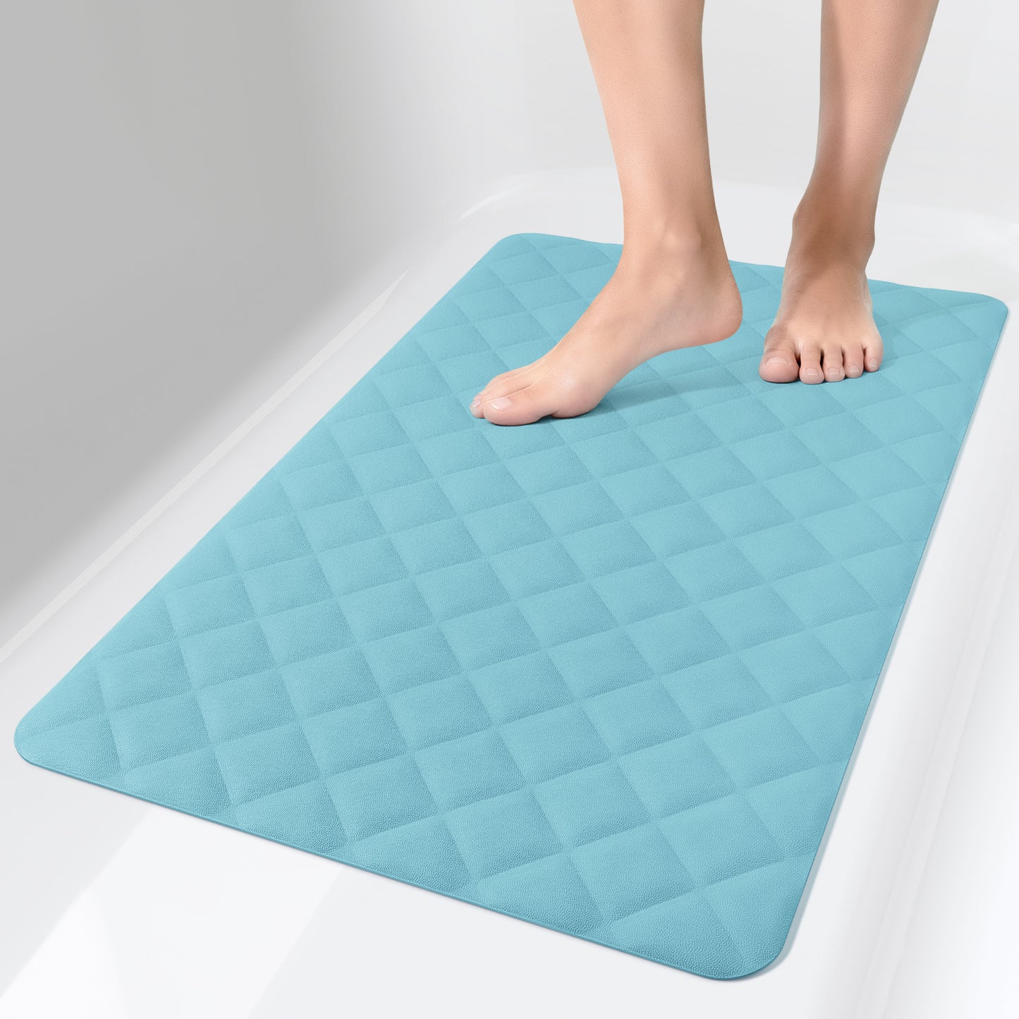Yolife Non-Slip Bathtub Mat 27.5"x17", Anti-Fatigue Grid Pattern & Suction Cups, Natural Rubber for Shower Tub, Machine Washable