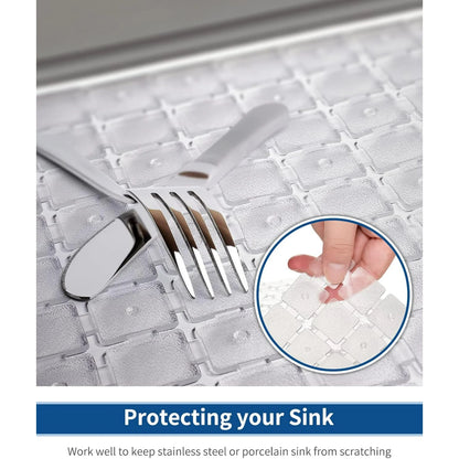 Bligli 2-Pack Sink Mats - 15.7"x11.8" Non-Slip PVC Liners, Quick-Dry Kitchen Protector for Stainless Steel/Ceramic, Dish Drying Mat
