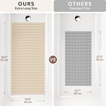 OTHWAY Non Slip Shower Mat for Tub & Inside Shower,36.6" x 16.9" Soft TPE Bath Mat with Suction Cups,Easy to Cut Shower Floor Mat,Machine Washable Bathtub Mats
