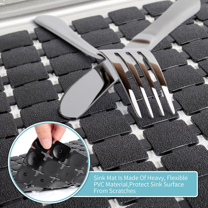 OTHWAY 2-Pack Square Sink Mats,Non-Slip Sink Mats for Kitchen, Quick-Dry Dish Drying Pad & Cabinet Protector, Flexible PVC Sink Grid Liner for Stainless Steel/Ceramic Sinks, 15.7"x11.8"
