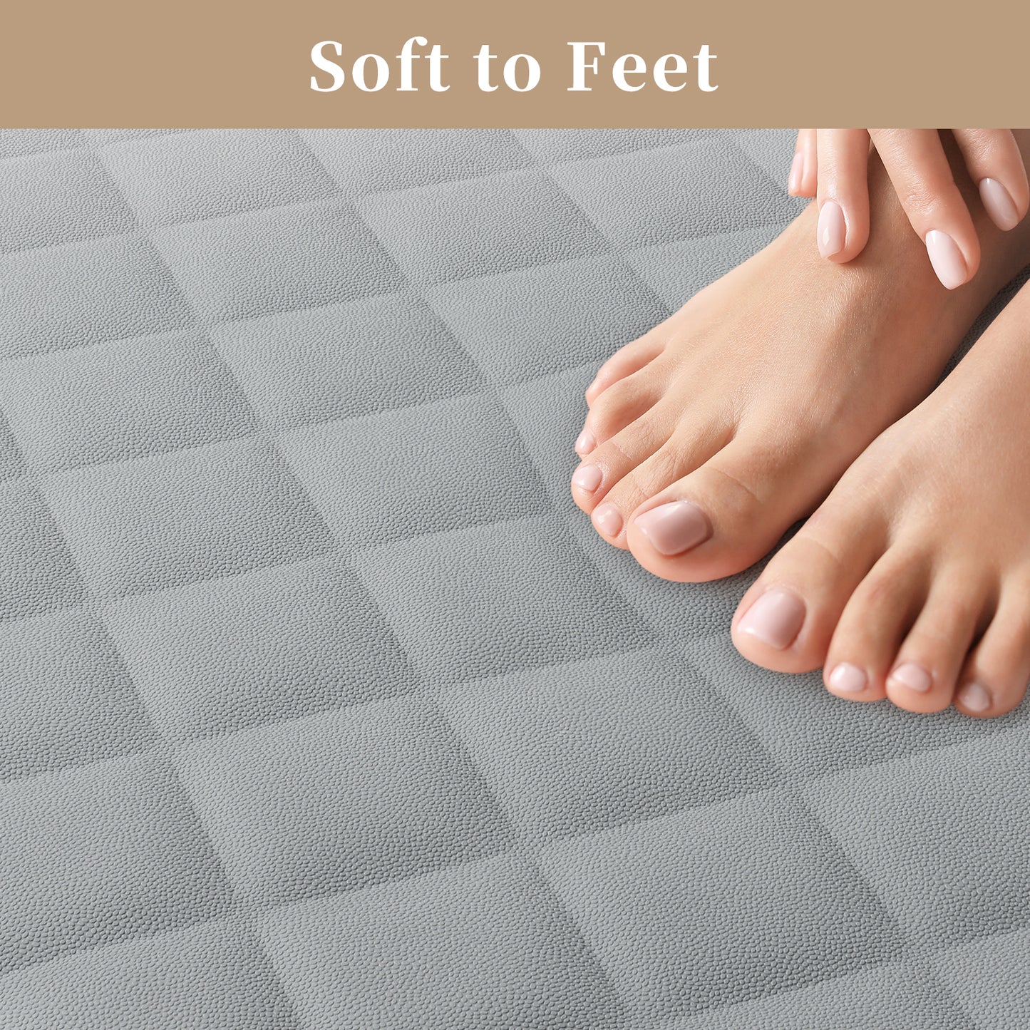 Yolife Non-Slip Bathtub Mat 27.5"x17", Anti-Fatigue Grid Pattern & Suction Cups, Natural Rubber for Shower Tub, Machine Washable