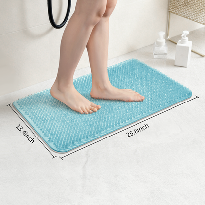 Yolife Non-Slip Grass Bath Mat with Strong Suction Cups, 25.6"x13.4" Quick-Drain Shower Floor Mat for Foot Scrubbing & Massage