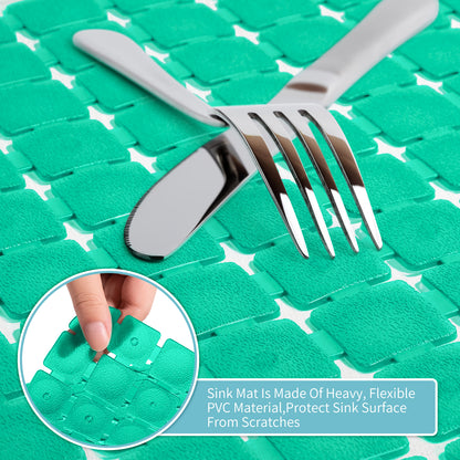 OTHWAY 2-Pack Square Sink Mats,Non-Slip Sink Mats for Kitchen, Quick-Dry Dish Drying Pad & Cabinet Protector, Flexible PVC Sink Grid Liner for Stainless Steel/Ceramic Sinks, 15.7"x11.8"