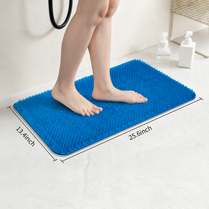 Yolife Non-Slip Grass Bath Mat with Strong Suction Cups, 25.6"x13.4" Quick-Drain Shower Floor Mat for Foot Scrubbing & Massage