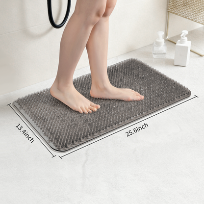 Yolife Non-Slip Grass Bath Mat with Strong Suction Cups, 25.6"x13.4" Quick-Drain Shower Floor Mat for Foot Scrubbing & Massage