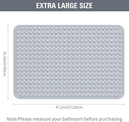 Yolife Extra Large Shower Mat 47.2x31.5" - TPE Non-Slip Bath Mat w/Suction Cups & Drain Holes, Heavy Duty for Shower Stall, Odor-Free