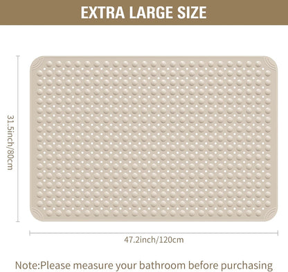 Yolife Extra Large Shower Mat 47.2x31.5" - TPE Non-Slip Bath Mat w/Suction Cups & Drain Holes, Heavy Duty for Shower Stall, Odor-Free