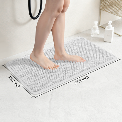 Yolife Non-Slip Grass Bath Mat with Strong Suction Cups, 27.5" x 15.7" Quick-Drain Shower Floor Mat for Foot Scrubbing & Massage