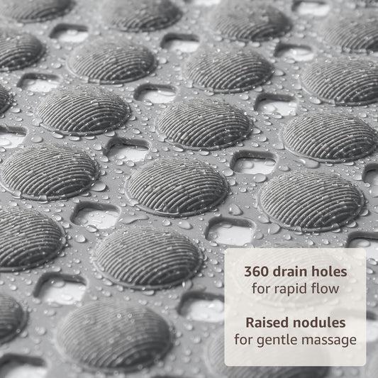 OTHWAY Non Slip Bath Tub Shower Mat with Suction Cups, Drain Holes, Bathtub Floor Liner Mats for Inside Shower Bathroom, Machine Washable, Soft on Feet, 35x16 Inch
