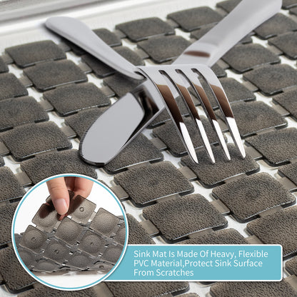 OTHWAY 2-Pack Square Sink Mats,Non-Slip Sink Mats for Kitchen, Quick-Dry Dish Drying Pad & Cabinet Protector, Flexible PVC Sink Grid Liner for Stainless Steel/Ceramic Sinks, 15.7"x11.8"