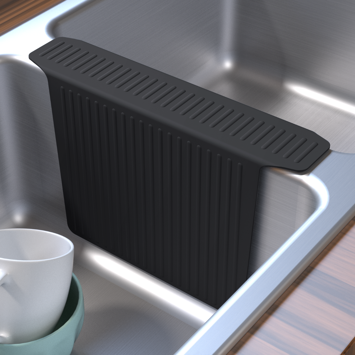 OTHWAY 12.8"x17.6" Silicone Sink Divider Mat, Large Sink Saddle & Protector for Divided Sink, No Suction Cups, Easy to Clean, Dish Drying Rack for Glassware and Dishes