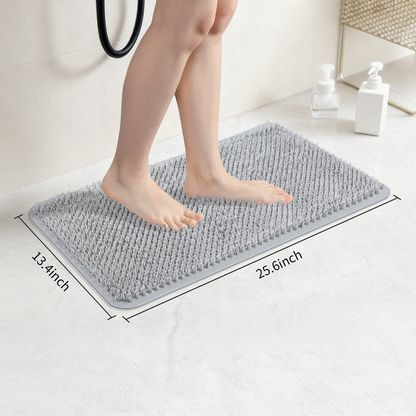 Yolife Non-Slip Grass Bath Mat with Strong Suction Cups, 25.6"x13.4" Quick-Drain Shower Floor Mat for Foot Scrubbing & Massage