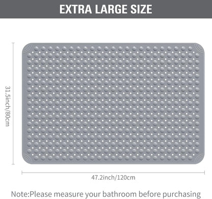 Yolife Extra Large Shower Mat 47.2x31.5" - TPE Non-Slip Bath Mat w/Suction Cups & Drain Holes, Heavy Duty for Shower Stall, Odor-Free
