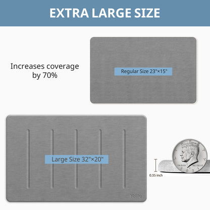 Yolife 32"x 20" Diatomite Bath Mat, Super Absorbent Quick-Dry Stone Bathroom Floor Mat, Non-Slip Natural Diatomaceous Earth Shower Rug, Large Bath Pad for Bathroom, Kitchen, Entryway, Easy to Clean