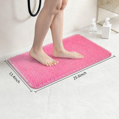 Yolife Non-Slip Grass Bath Mat with Strong Suction Cups, 25.6"x13.4" Quick-Drain Shower Floor Mat for Foot Scrubbing & Massage