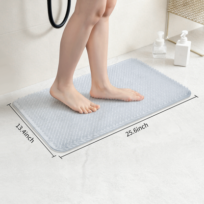 Yolife Non-Slip Grass Bath Mat with Strong Suction Cups, 25.6"x13.4" Quick-Drain Shower Floor Mat for Foot Scrubbing & Massage
