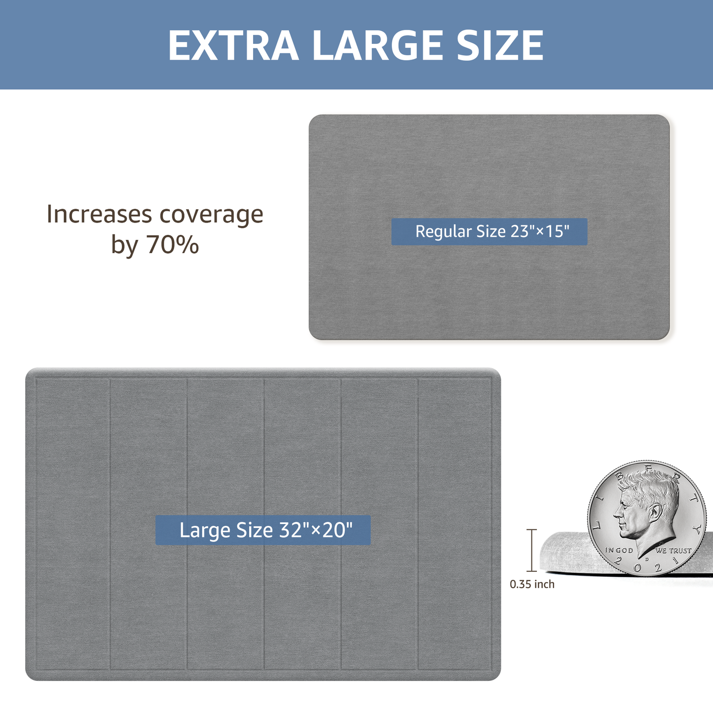 OTHWAY 32"x20" Large Diatomaceous Earth Bath Mat for Bathroom, Super Absorbent Quick-Dry Non-Slip Shower Mat, Natural Stone Bath Mat Easy to Clean