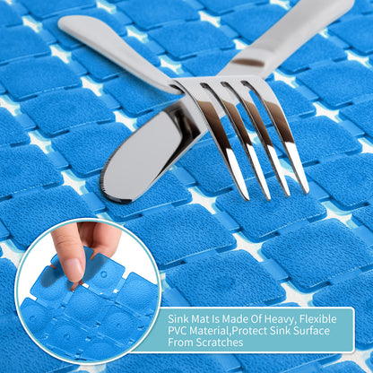 OTHWAY 2-Pack Square Sink Mats,Non-Slip Sink Mats for Kitchen, Quick-Dry Dish Drying Pad & Cabinet Protector, Flexible PVC Sink Grid Liner for Stainless Steel/Ceramic Sinks, 15.7"x11.8"