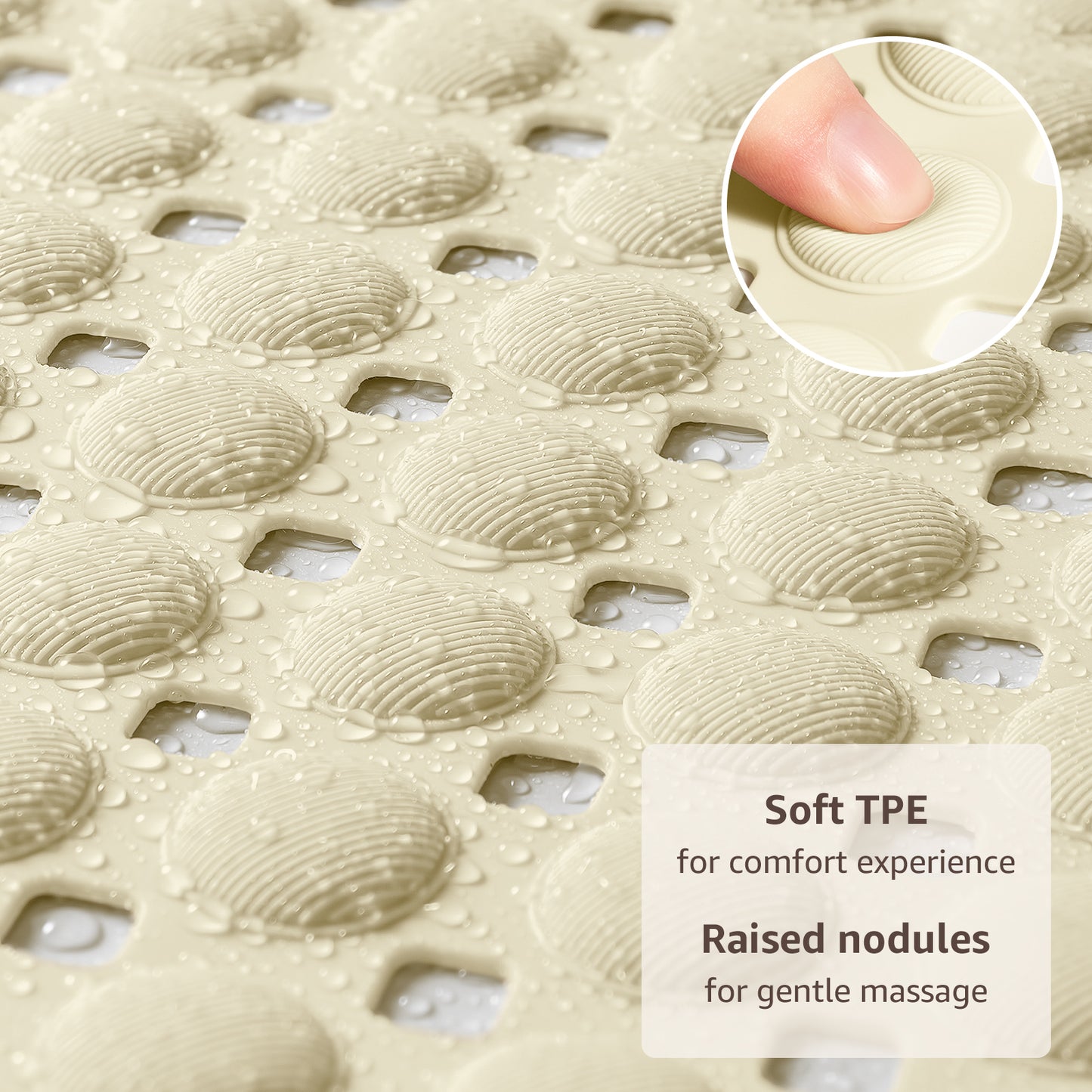 OTHWAY Non Slip Bath Tub Shower Mat with Suction Cups, Drain Holes, Bathtub Floor Liner Mats for Inside Shower Bathroom, Machine Washable, Soft on Feet, 35x16 Inch