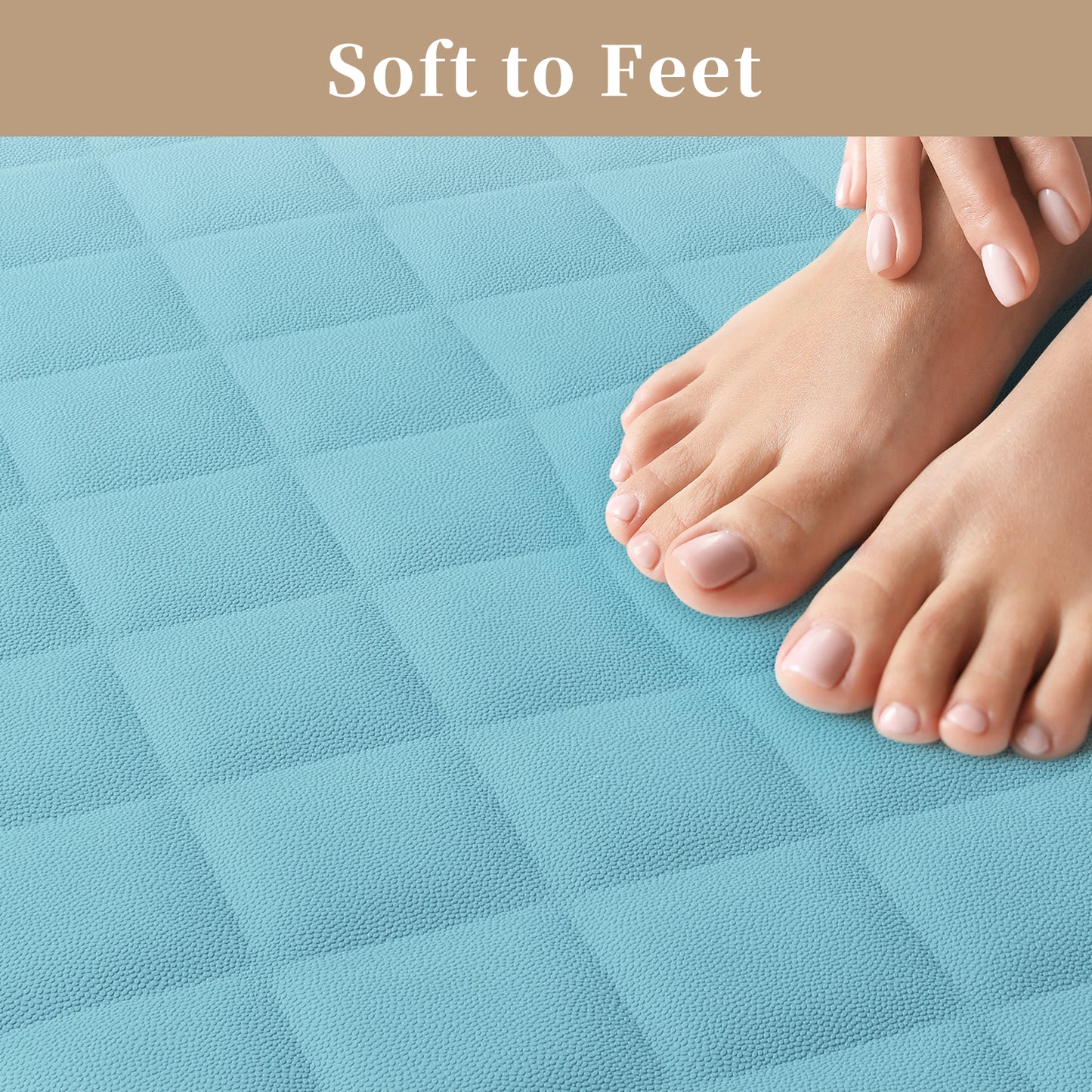 Yolife Non-Slip Bathtub Mat 27.5"x17", Anti-Fatigue Grid Pattern & Suction Cups, Natural Rubber for Shower Tub, Machine Washable
