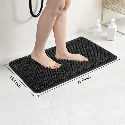 Yolife Non-Slip Grass Bath Mat with Strong Suction Cups, 25.6"x13.4" Quick-Drain Shower Floor Mat for Foot Scrubbing & Massage
