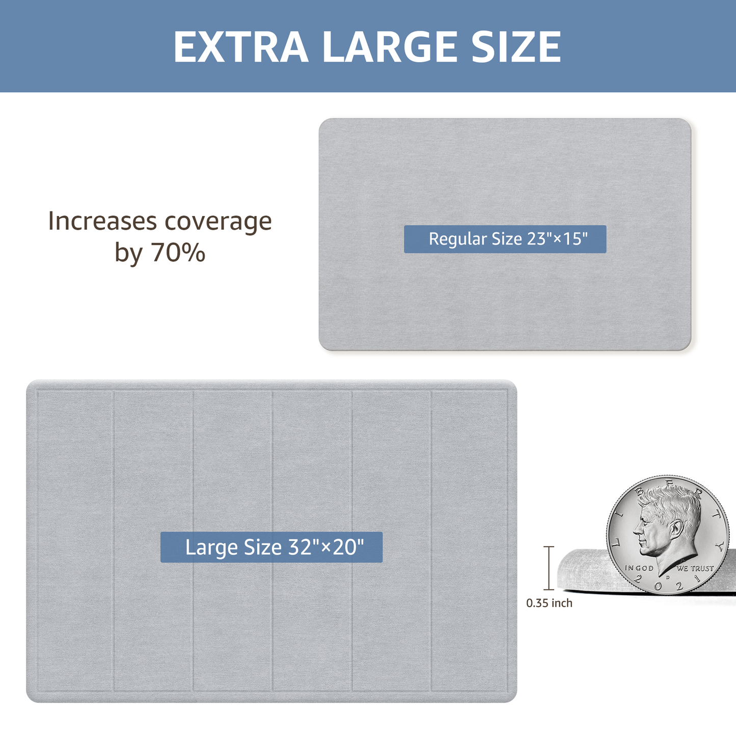 OTHWAY 32"x20" Large Diatomaceous Earth Bath Mat for Bathroom, Super Absorbent Quick-Dry Non-Slip Shower Mat, Natural Stone Bath Mat Easy to Clean
