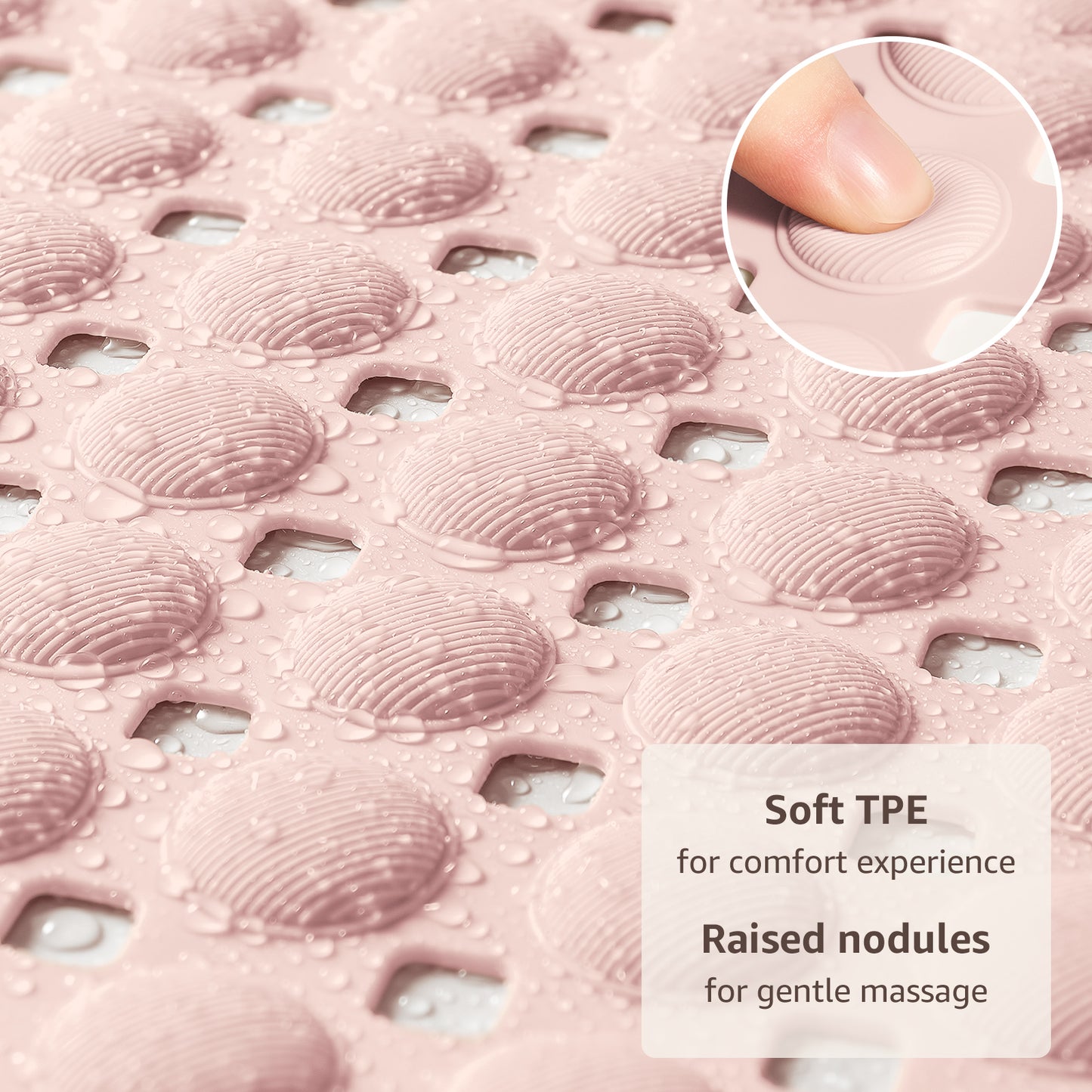 OTHWAY Non Slip Bath Tub Shower Mat with Suction Cups, Drain Holes, Bathtub Floor Liner Mats for Inside Shower Bathroom, Machine Washable, Soft on Feet, 35x16 Inch