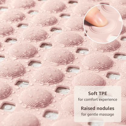 OTHWAY Non Slip Bath Tub Shower Mat with Suction Cups, Drain Holes, Bathtub Floor Liner Mats for Inside Shower Bathroom, Machine Washable, Soft on Feet, 35x16 Inch