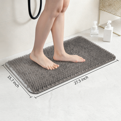 Yolife Non-Slip Grass Bath Mat with Strong Suction Cups, 27.5" x 15.7" Quick-Drain Shower Floor Mat for Foot Scrubbing & Massage