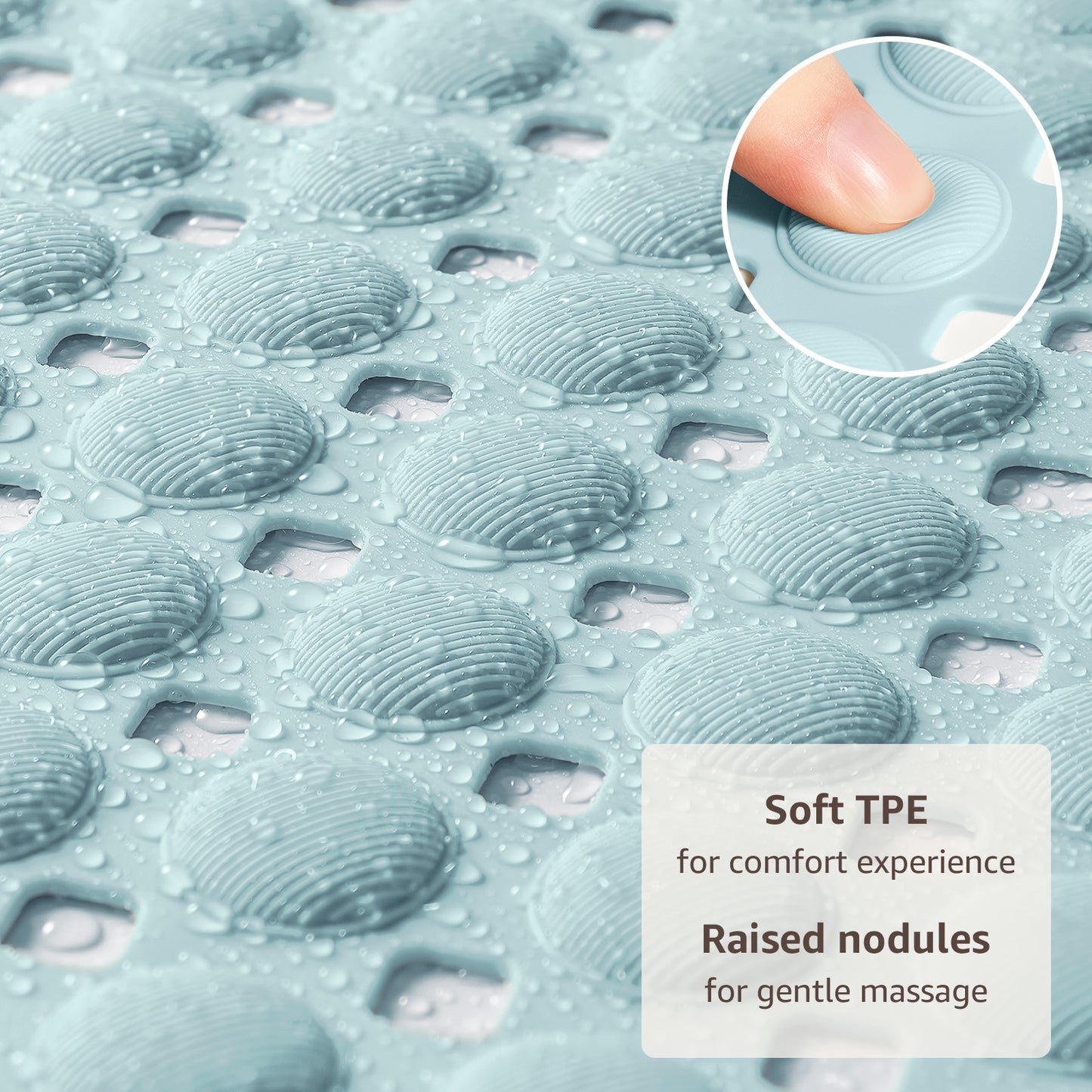 OTHWAY Non Slip Bath Tub Shower Mat with Suction Cups, Drain Holes, Bathtub Floor Liner Mats for Inside Shower Bathroom, Machine Washable, Soft on Feet, 35x16 Inch