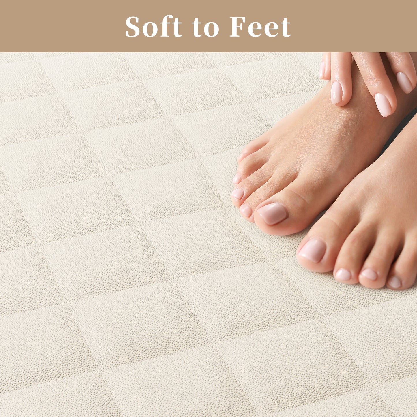 Yolife Non-Slip Bathtub Mat 27.5"x17", Anti-Fatigue Grid Pattern & Suction Cups, Natural Rubber for Shower Tub, Machine Washable