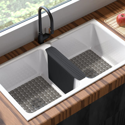 Bligli Silicone Sink Divider Mat - 11.8x5.3 inch Non-Slip Kitchen Organizer, Dish & Glassware Protector for Double Basins, Scratch & Stain Resistant, Durable & Flexible