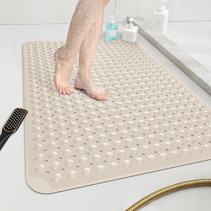 OTHWAY Large Shower Mat 34"x 23", TPE Non Slip Shower Mat for Walk in Shower Stall, Inside Shower Mats with Drain Holes Suction Cups, Anti-Slip for Elderly Kids
