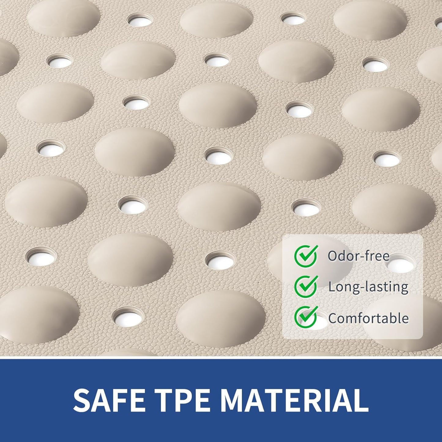 OTHWAY Large Shower Mat 34"x 23", TPE Non Slip Shower Mat for Walk in Shower Stall, Inside Shower Mats with Drain Holes Suction Cups, Anti-Slip for Elderly Kids