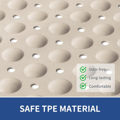 OTHWAY Large Shower Mat 34"x 23", TPE Non Slip Shower Mat for Walk in Shower Stall, Inside Shower Mats with Drain Holes Suction Cups, Anti-Slip for Elderly Kids