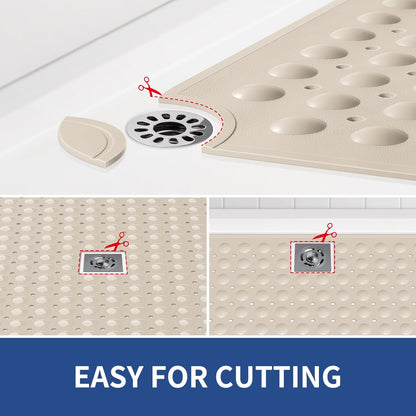 OTHWAY Large Shower Mat 34"x 23", TPE Non Slip Shower Mat for Walk in Shower Stall, Inside Shower Mats with Drain Holes Suction Cups, Anti-Slip for Elderly Kids